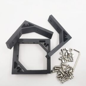 4pcs Black Corner Bracket for 2020 Series Aluminum Extrusion Profile Standard 6mm Slot Strong Support Connector Joint Brace Inside Fastener with M5 T Nuts + M5 Screw + Wrench
