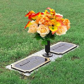 FLOWERIA Sympathy Flowers Cemetery Saddles for Headstones Artificial Winter Memorial Flowers - Christmas Poinsettias Red