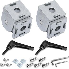 2Sets Die-Cast Zinc Alloy Living Hinge 2020 Series Aluminum Extrusion Profile Fittings Right Angle Zinc Alloy Flexible Pivot Joint Connector(Silver)
