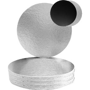10 inch 2-sides Round Silver/Black Solid Food-Graded Sturdy Cake Boards, 2mm Thick (12-Pack)