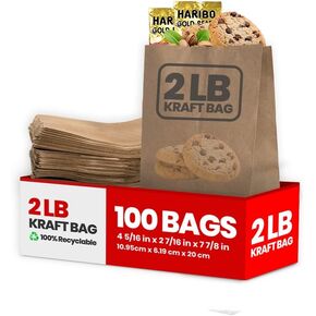 5 LB Brown Kraft DURO Paper Lunch & Grocery Bags – Durable, Multipurpose Paper Bags in 5 lb Capacity, Pack of 100 Brown Bags (5 lb)
