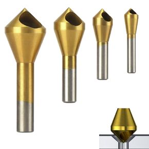 4 PCS Countersink Chamfer Tool Titanium Coated Wood Chamfer Drill Set Countersink Drill Bit Set for Wood PVC Board Aluminum Insulation Board