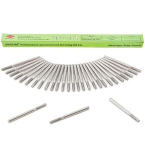 JINGLING 2.5mm Diamond Drill Bits for Stone Ceramic Glass 1/8" Shank Lapidary Supplies Kit Jewelry Making Tool for Dremel Pack of 30Pcs