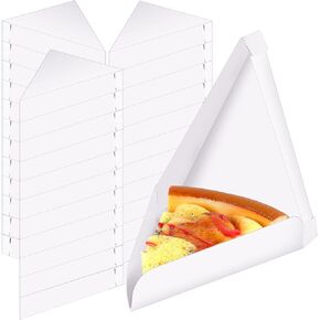Tioncy 100 Pcs Triangle Pizza Box Disposable Mini Pizza Slice Box 9.65 x 7.28 x 1.77 Inch White Paperboard Pizza Slice Clamshell Food Container for Christmas Birthday Wedding Party Supplies