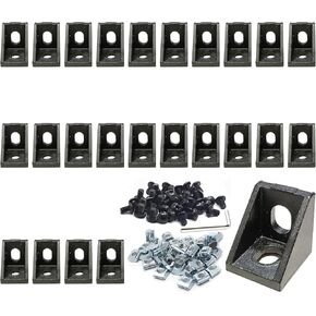 24Sets 2020 Extrusion Connectors 20 Series Aluminum Extrusion Corner Brackets with 24Pcs 2020 Aluminum Extrusion Profiles T Slot L Brackets 48Pcs Screws 2020 T Nut