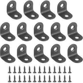 PATIKIL Stainless Steel Corner Braces 0.98 x 0.98 Inch,12 Pieces L Bracket Joint Right Angle Support Bracket L Shaped Corner Fasteners with Screws for Shelves, Black