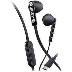 Urbanista Wired Earbuds, Tangle Free USB C Earphones Wired Call-Handling with Microphone, USB Type C Headphones Wired Stereo Input, Button Input with Voice Assistant, San Francisco, White
