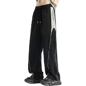 Y2k Pants Men Block Color Sweatpants Hip Hop Streetwear Pants Baggy Wide Leg Sweatpants Jogger Pants