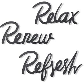 OYEFLY 3 Pieces Bathroom Decor Metal Bathroom Sign,Relax Renew Refresh Metal Sign Wall Art Decor (style1)