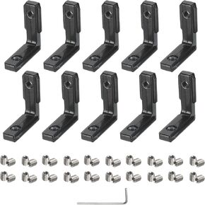 uxcell 20Pcs T Slot L-Shape Interior Inside Corner Connector with M4 Screws and Wrench for 2020 Series Aluminum Extrusion Profile, Slot 9mm, Silver Tone