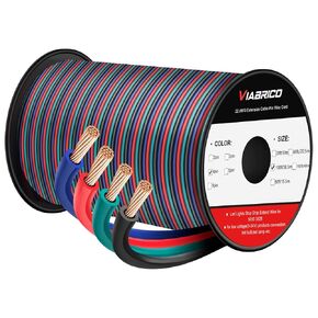 100ft 22AWG 4pin RGB Wire Extension Cable, led Wire 22AWG Copper Clad Aluminum Copper Wire 12V/24V DC Cable, for RGB 3528 5050 Led Strip