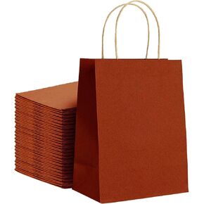 Kraft Paper Bags with Twisted Handles-13x7x17 inches, Bulk Multiuse Solid Print Bags, Perfect for Any Occasion, 50 Pack, Burgundy