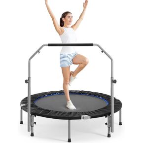 BalanceFrom 40-inch Fitness Trampoline with or Without Adjustable U-Shape Handle, 300-Pound Capacity, Black