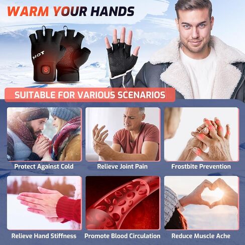 Heated Gloves for Men Women- Rechargeable Electric Touchscreen Cold Winter Work Arthritis Pain Relief Hand Warmers Hot Compress, Heated Gloves for Cold Winter Arthritis Hands Hunting Skiing in Saudi Arabia