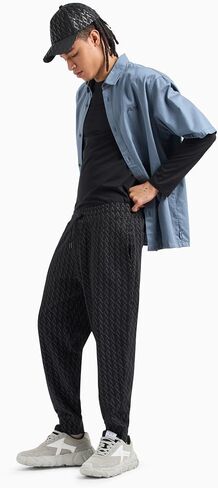 Armani Exchange Men's Cotton French Terry Jogger with All Over Ax Logo Pattern in Saudi Arabia