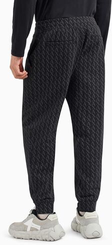 Armani Exchange Men's Cotton French Terry Jogger with All Over Ax Logo Pattern in Saudi Arabia