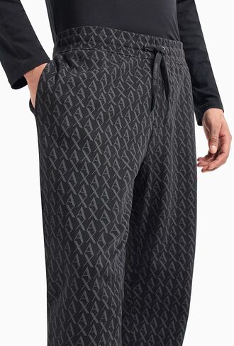 Armani Exchange Men's Cotton French Terry Jogger with All Over Ax Logo Pattern in Saudi Arabia