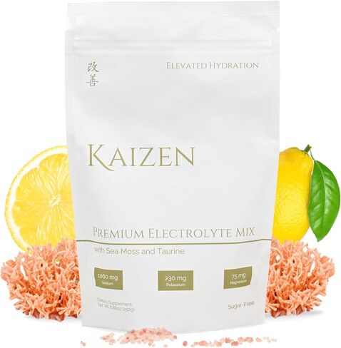 Kaizen Hydration - Premium Whole Body Hydration Drink - Energy, Focus, Wellness - Organic Electrolyte Mix with Irish Sea Moss, Taurine, Monkfruit Extract - Refreshing Lemon Lime Flavor - 8.88 oz in Saudi Arabia