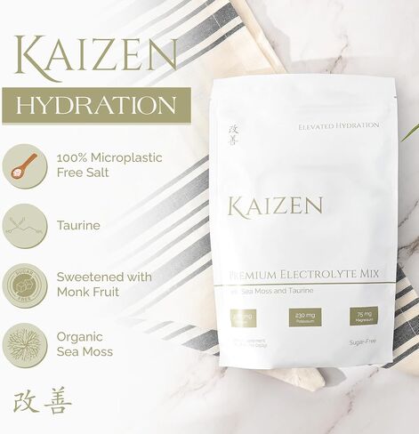 Kaizen Hydration - Premium Whole Body Hydration Drink - Energy, Focus, Wellness - Organic Electrolyte Mix with Irish Sea Moss, Taurine, Monkfruit Extract - Refreshing Lemon Lime Flavor - 8.88 oz in Saudi Arabia