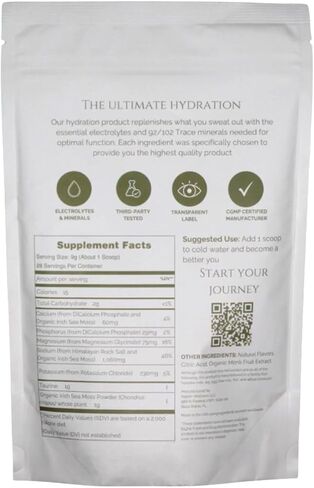 Kaizen Hydration - Premium Whole Body Hydration Drink - Energy, Focus, Wellness - Organic Electrolyte Mix with Irish Sea Moss, Taurine, Monkfruit Extract - Refreshing Lemon Lime Flavor - 8.88 oz in Saudi Arabia