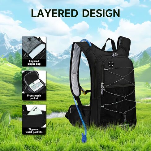 Hydration Backpack Hiking Backpack with Water Bladder Lightweight Insulation Hydration Pack Water Backpack for Hiking Cycling Running Festival Camping for Men Women in Saudi Arabia