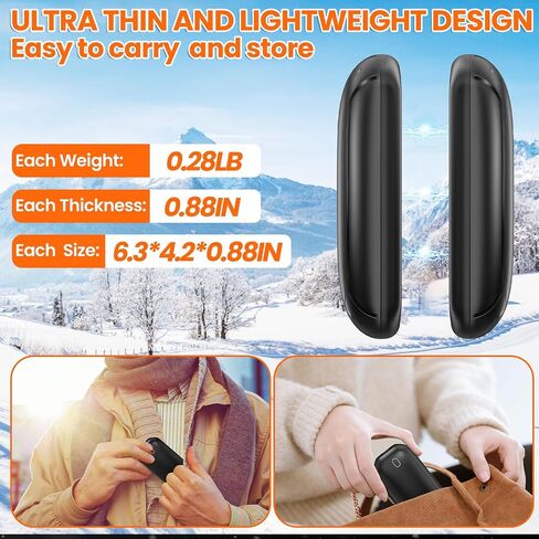 Magnetic Hand Warmers Rechargeable 2 Pack, Portable Electric Hand Warmers, Pocket Size Hand Warmers for Outdoor, Camping, Hunting Accessories - Rechargeable Handwarmers Gifts for Christmas, Birthday in Saudi Arabia