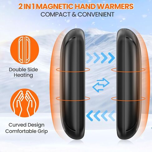 Magnetic Hand Warmers Rechargeable 2 Pack, Portable Electric Hand Warmers, Pocket Size Hand Warmers for Outdoor, Camping, Hunting Accessories - Rechargeable Handwarmers Gifts for Christmas, Birthday in Saudi Arabia