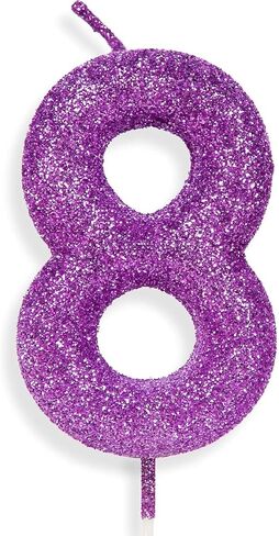 Purple Pink Birthday Candle Number 3, Glitter Birthday Candle Cake Toppers for Girls Women Purple Pink Themed Party Decorations Supplies Birthday Gifts in Kuwait