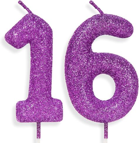 Purple Pink Birthday Candle Number 3, Glitter Birthday Candle Cake Toppers for Girls Women Purple Pink Themed Party Decorations Supplies Birthday Gifts in Kuwait