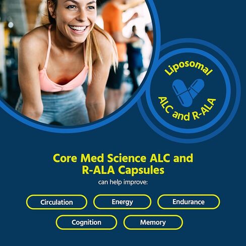 Core Med Science Liposomal ALC & R-ALA Supplement Capsules - Acetyl-L-Carnitine (900mg) & R-Alpha Lipoic Acid (75mg) - Promotes Energy & Focus - Supports Mental Function & Memory Cognition (60 Count) in Saudi Arabia
