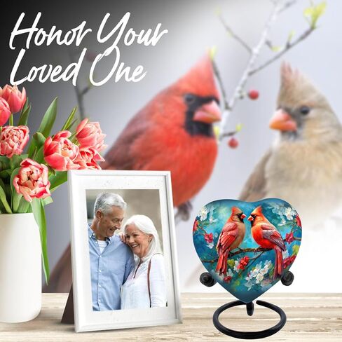 جرة كاردينال صغيرة للرماد البشري - تذكار جرة القلب - جرة صغيرة للرماد للنساء والرجال مع صندوق وحقيبة - تذكارات تذكارية زرقاء للرماد - تكريم أحبابك in Kuwait