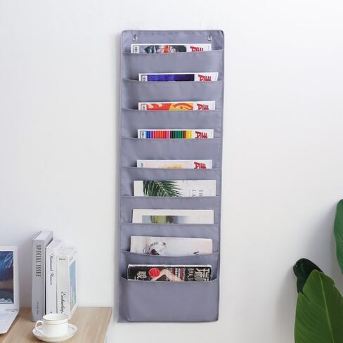 Hanging Wall File Organizer, 9 Pockets Over the Door File Letter Organizer, Wall Folder Organizer with 2 Adhesive Hooks for Office Classroom in Saudi Arabia