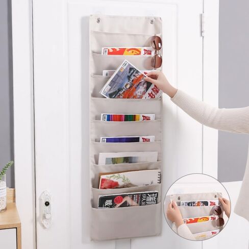 Hanging Wall File Organizer, 9 Pockets Over the Door File Letter Organizer, Wall Folder Organizer with 2 Adhesive Hooks for Office Classroom in Saudi Arabia