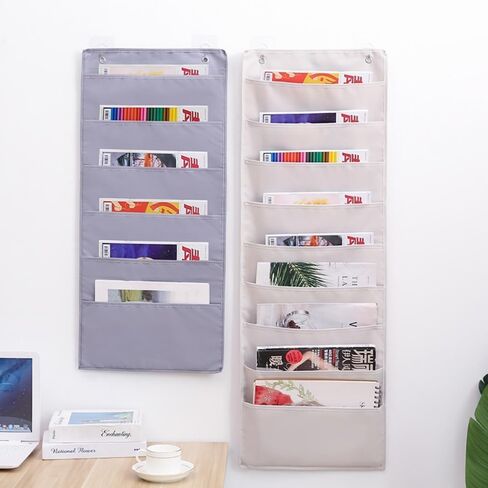 Hanging Wall File Organizer, 9 Pockets Over the Door File Letter Organizer, Wall Folder Organizer with 2 Adhesive Hooks for Office Classroom in Saudi Arabia