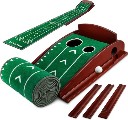 Putting Green, Putting Matt for Indoors, Putting Mat with Auto Ball Return System and 2 Holes, Golf Training and Practicing Equipment at Home or in The Office, Golf Gifts Accessories for Men in Saudi Arabia