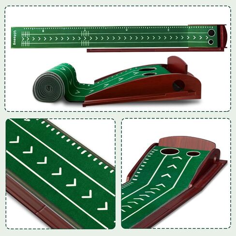 Putting Green, Putting Matt for Indoors, Putting Mat with Auto Ball Return System and 2 Holes, Golf Training and Practicing Equipment at Home or in The Office, Golf Gifts Accessories for Men in Saudi Arabia
