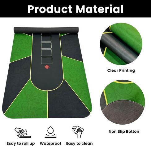 70'' x 35'' Professional Poker Mat Water Repellent, Noise Reduction, Texas Hold'em Poker Table Top Layout w/Carrying Bag to Play Cards, Poker Games, Blackjack, Casino Up to 10 Players in Saudi Arabia