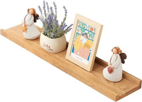 Oak Floating Shelf for Wall Natural Wood Wall Shelves Picture Ledge Display Shelf Hanging Wall Bookshelf for Living Room Bedroom Kitchen Office Home Decor (6x12 inch) in Saudi Arabia