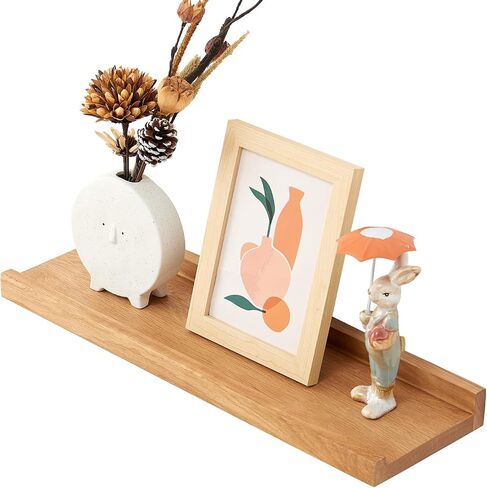 Oak Floating Shelf for Wall Natural Wood Wall Shelves Picture Ledge Display Shelf Hanging Wall Bookshelf for Living Room Bedroom Kitchen Office Home Decor (6x12 inch) in Saudi Arabia