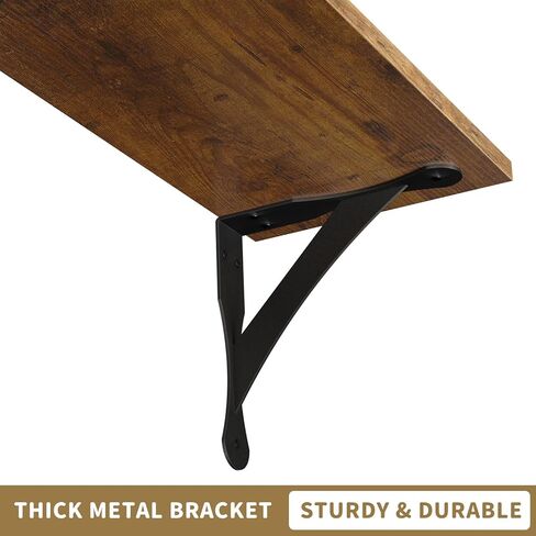 Wood Floating Shelves Set of 3, Wide Display Shelf Wall Mounted with Brackets, Easy Hanging Floating Shelves for Bedroom, Kitchen, Living Room, Bathroom (Rustic Brown) in Kuwait