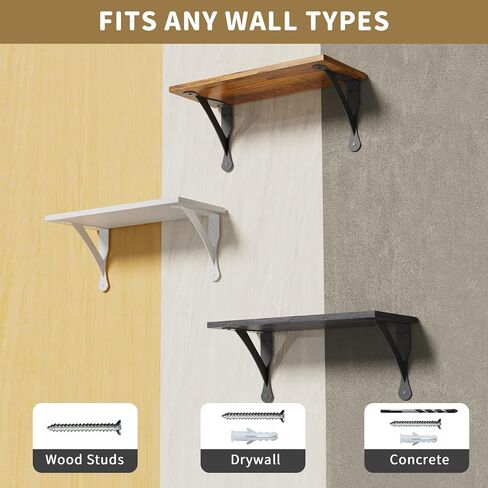 Wood Floating Shelves Set of 3, Wide Display Shelf Wall Mounted with Brackets, Easy Hanging Floating Shelves for Bedroom, Kitchen, Living Room, Bathroom (Rustic Brown) in Kuwait