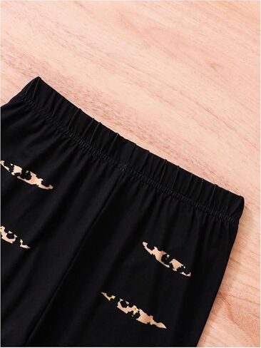 Floerns Girl's 2 Piece Outfit Leopard Sequin Patchwork Top and Elastic Waist Bermuda shorts Sets in Saudi Arabia