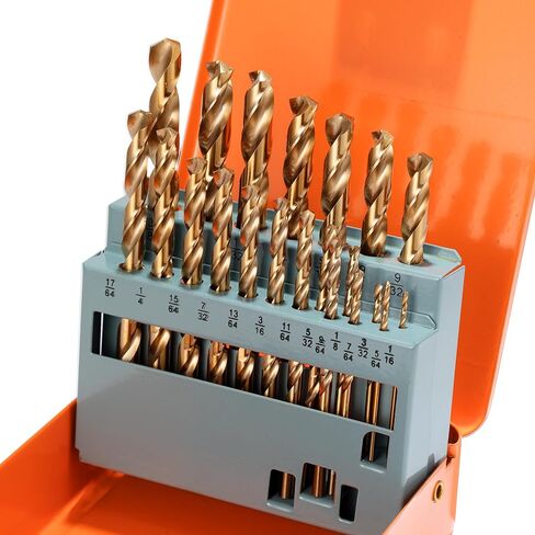 INTHEEND 21Pcs Cobalt Drill Bit Set, M35 HSS Twist Jobber Length Drill Bit Kit for Hardened Metal, Cast Iron, Stainless Steel, Plastic, and Wood with Metal Indexed Storage Case, 1/16" - 3/8" in Saudi Arabia