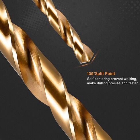 INTHEEND 21Pcs Cobalt Drill Bit Set, M35 HSS Twist Jobber Length Drill Bit Kit for Hardened Metal, Cast Iron, Stainless Steel, Plastic, and Wood with Metal Indexed Storage Case, 1/16" - 3/8" in Saudi Arabia