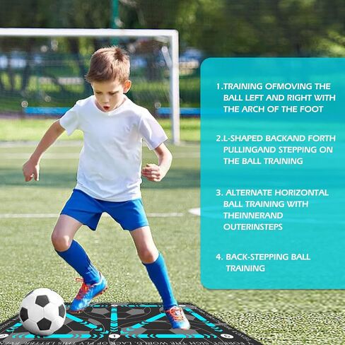 Soccer Training Mat,Football Footstep Training Mat-Silent Shock Absorption Training Mat Anti-Skid Soccer Footwork Training Mat Soccer Training Equipment for Kids Skid Carpet for Football Field Ground in Saudi Arabia