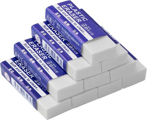EULANT Pencil Erasers 10 Pieces, White 2B Rubbers Erasers for Schools Office Kids Adults, Soft Art Erasers for Writing Drawing Student Teachers … in Kuwait