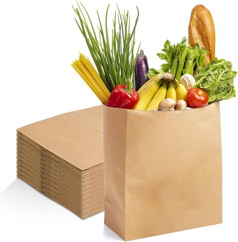 Kraft Paper Bags Paper Lunch Bags 100 Pack Brown Paper Bags Heavy Duty Grocery Bags Retail Bags for Food Shopping Party in Saudi Arabia