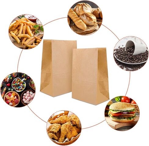 Kraft Paper Bags Paper Lunch Bags 100 Pack Brown Paper Bags Heavy Duty Grocery Bags Retail Bags for Food Shopping Party in Saudi Arabia