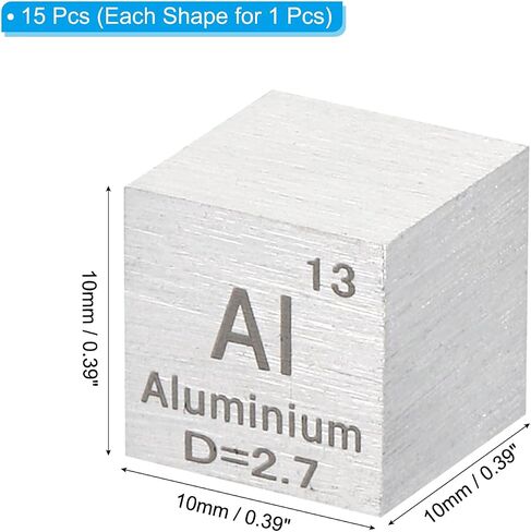 PATIKIL 15 Pcs Element Cube, 10mm Density Cube High Density Element Cube Unique Metal Cube Periodic Table of Elements Collections Lab Experiment Teacher Scientific Classes in Saudi Arabia