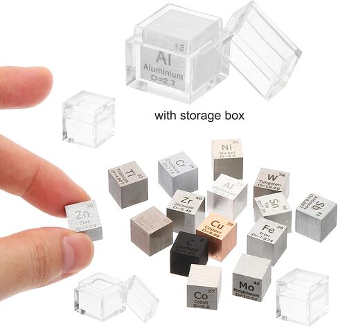 PATIKIL 15 Pcs Element Cube, 10mm Density Cube High Density Element Cube Unique Metal Cube Periodic Table of Elements Collections Lab Experiment Teacher Scientific Classes in Saudi Arabia